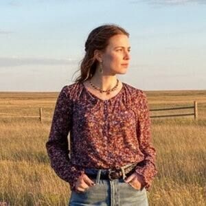 Andrée by Unit floral prairie style sailor collar blouse